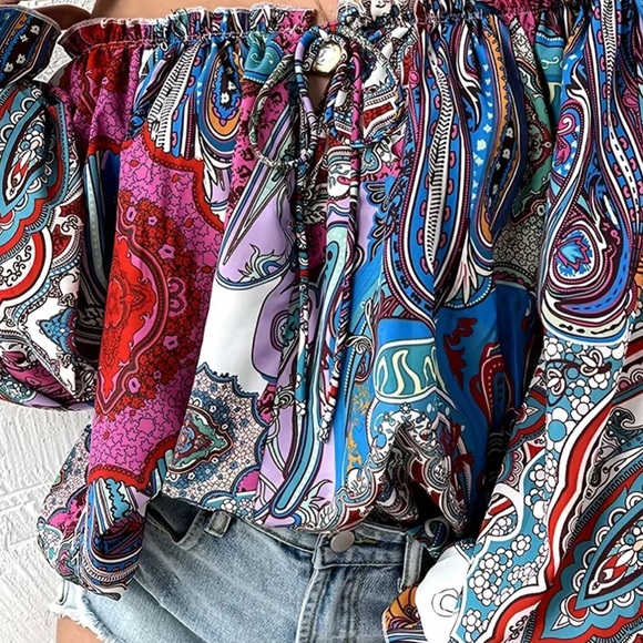 4 for💲20 Paisley Print Off the Shoulder Blouse. NWT - Picture 4 of 8